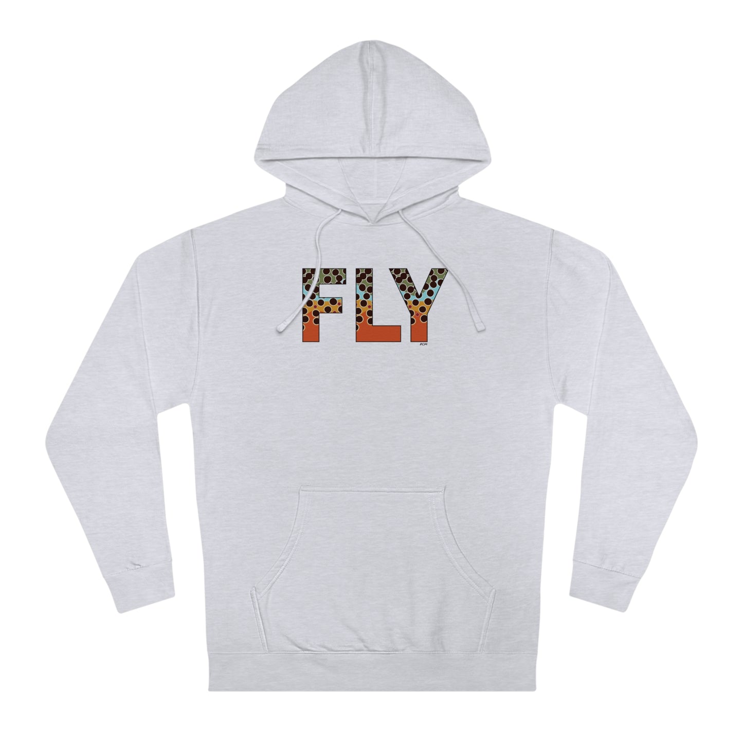 FLY Fishing Brown Trout Letters - Adult Hoodie - Ind. Trading Co.