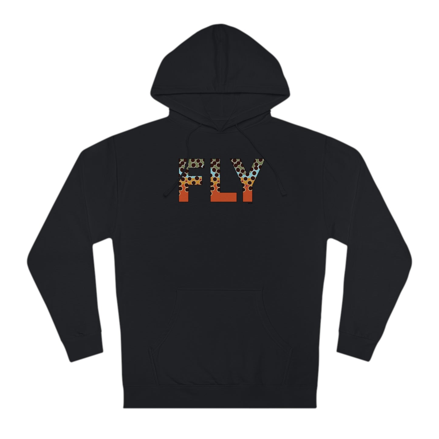 FLY Fishing Brown Trout Letters - Adult Hoodie - Ind. Trading Co.