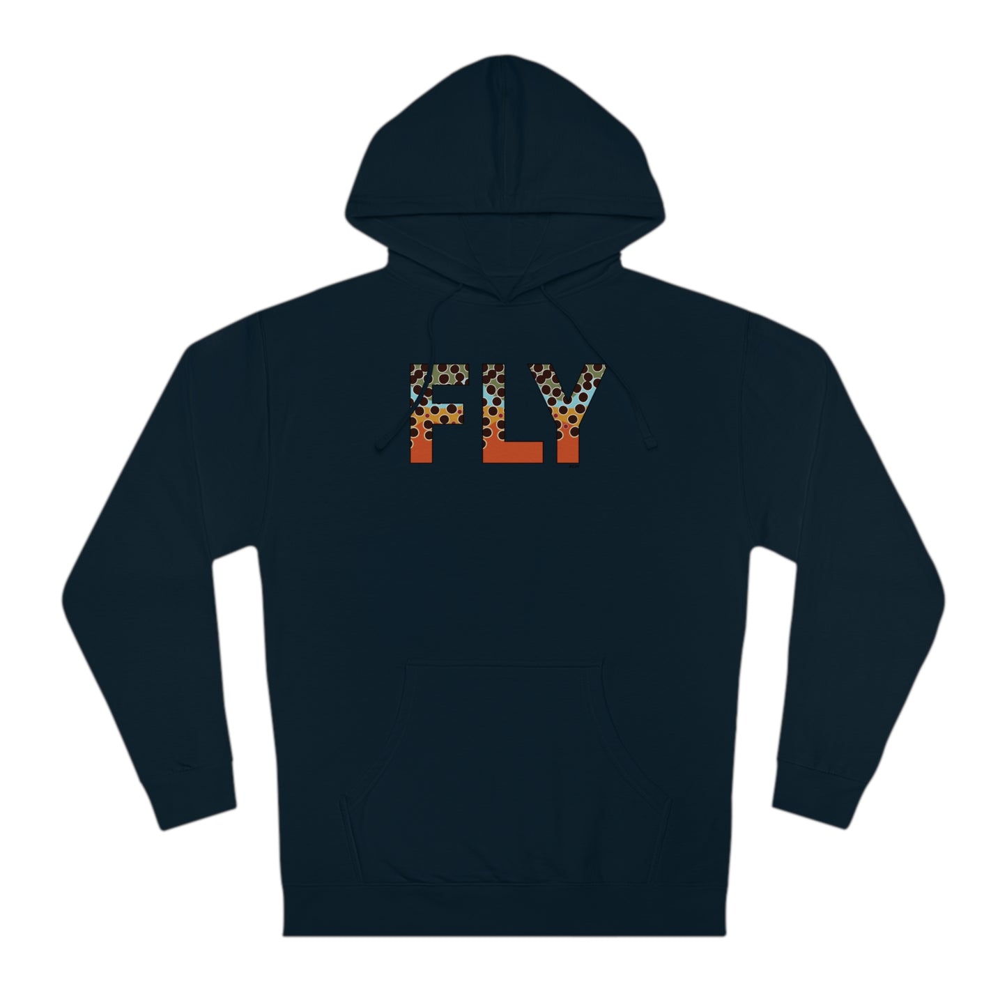 FLY Fishing Brown Trout Letters - Adult Hoodie - Ind. Trading Co.