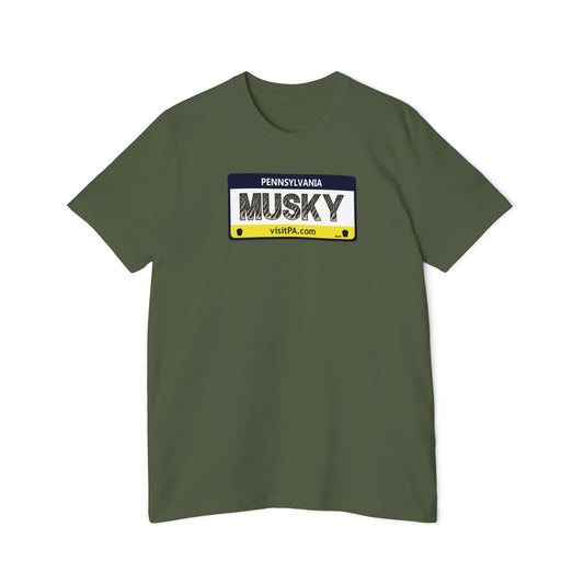 Musky Pennsylvania Plate - Adult Short Sleeve Tee Shirt - Bella Canvas USA