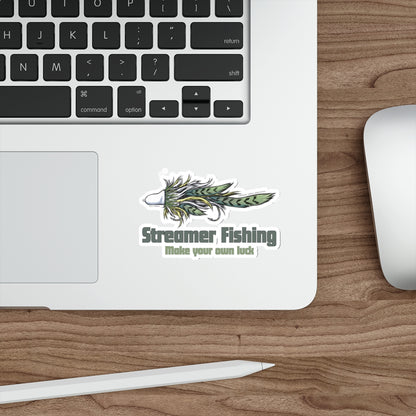 Streamer Fishing "make your own luck" Original Die-Cut Sticker