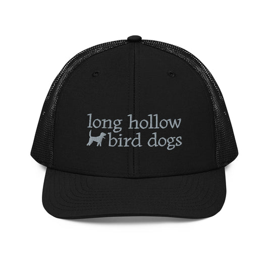 Long Hollow Bird Dogs - Richardson 112 Trucker Hat - Black/Black Grey Logo