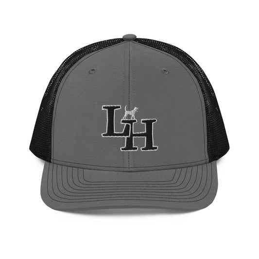 Long Hollow Bird Dogs - Richardson 112 Trucker Hat - Charcoal/Black LH Black/White Dog Logo