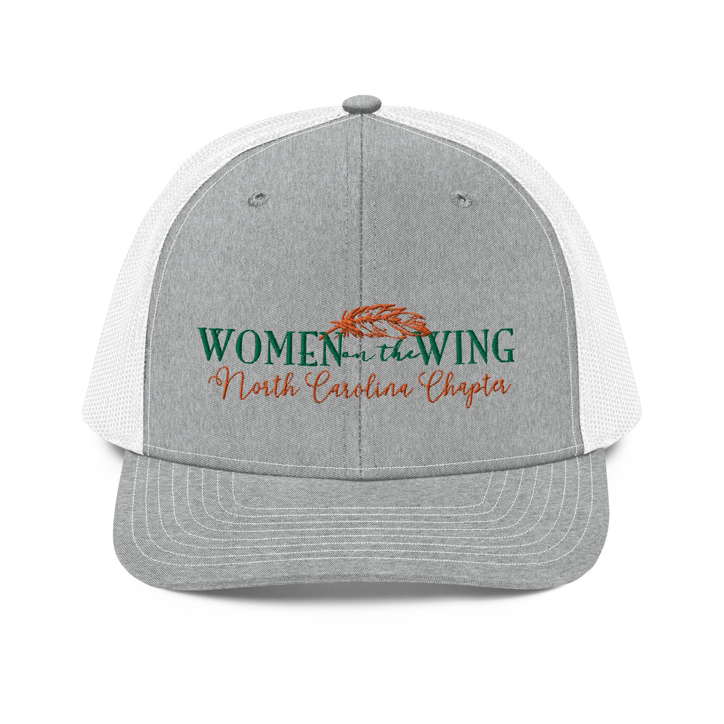 Women On The Wing - Richardson 112 Trucker Hat - Heather Gray/White - Orange Logo