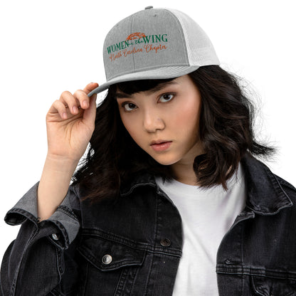 Women On The Wing - Richardson 112 Trucker Hat - Heather Gray/White - Orange Logo